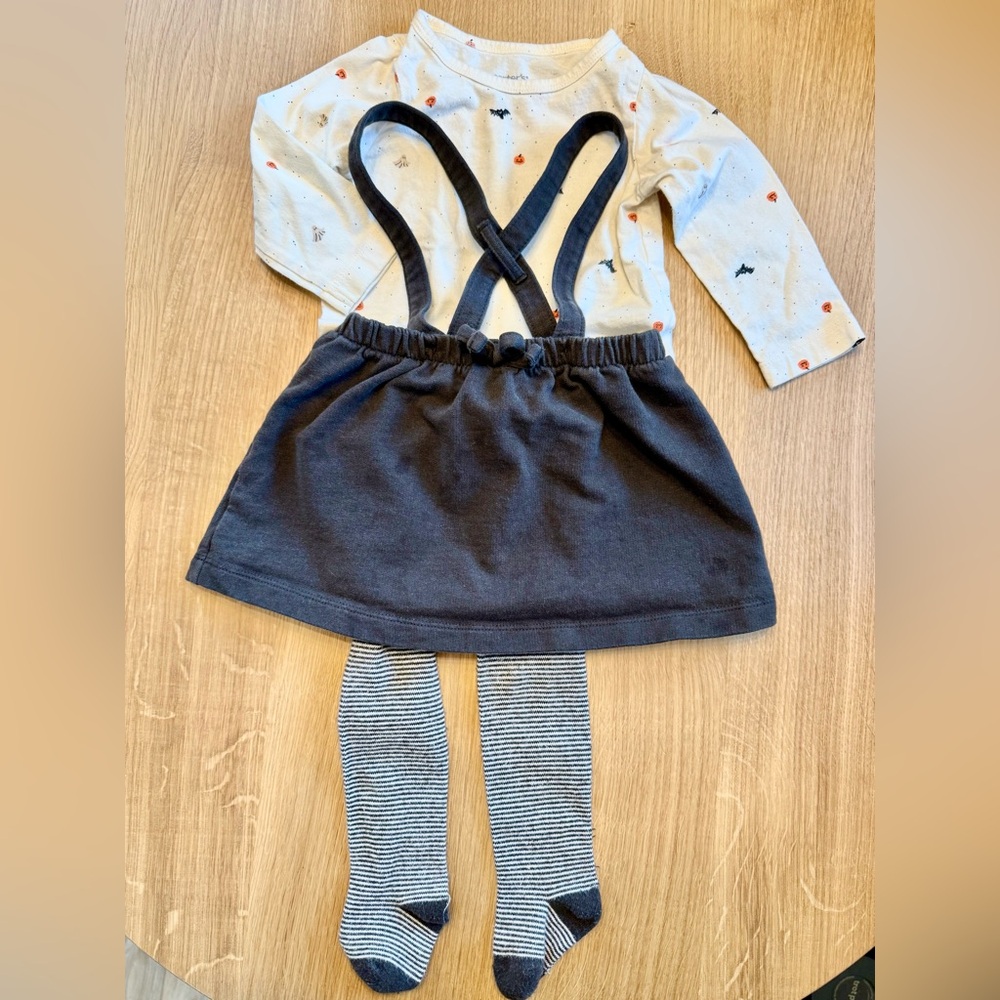 Carter’s Halloween Jumper Skirt Set Bats Pumpkins 12 Months